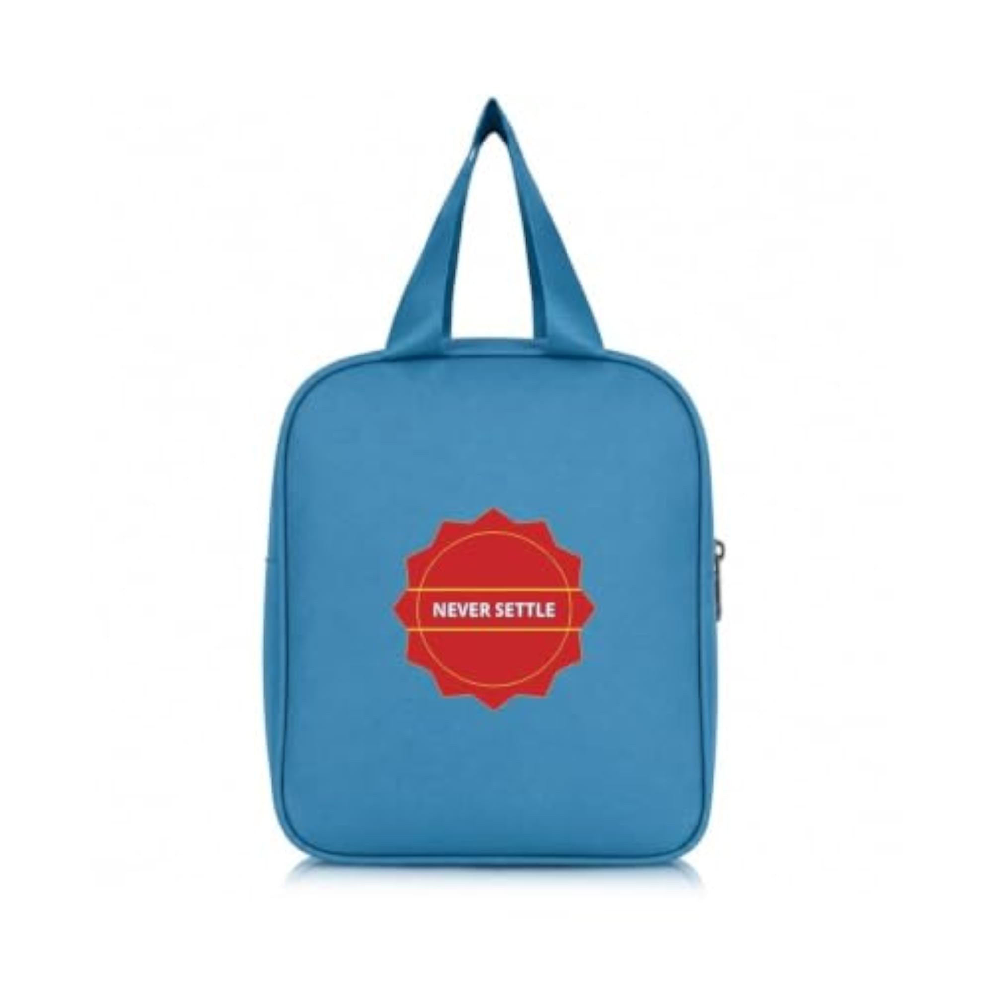 Portable Reusable Lunch Bag with Front Pocket and Zipper Closure