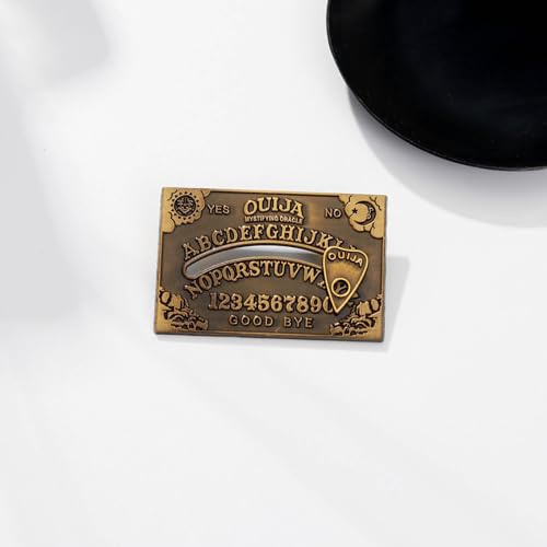 Image of Unique Metal Badge Ouijas Board Brooch Stylish Lapel Pin Metal Emblems Accessory for Music Lovers Divination Jewelry, Bronze