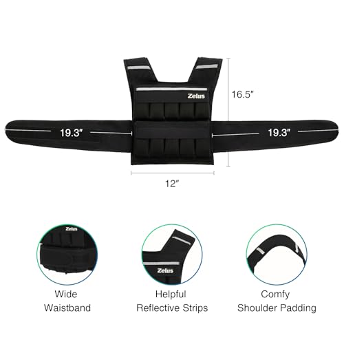 ZELUS 30lb Weighted Vest with Adjustable Weights for Exercise, Weight Vest for Men, Workout Vest for Home Workouts Cardio Strength Training Weight Loss (30lb-Sandbags)