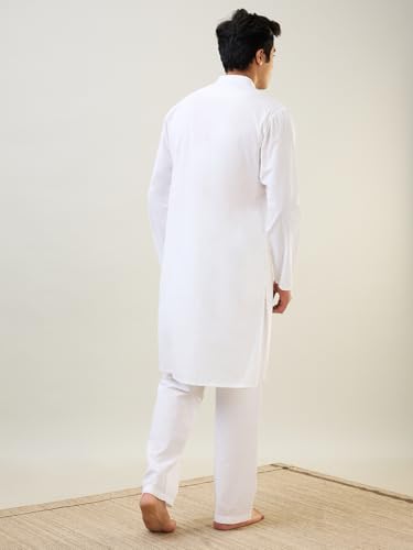 Image of SleepZ by Raymond Men Comfort Fit Solid Pattern Pure Cotton Mandrin Collar Kurta