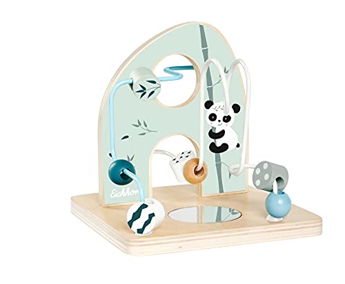 Eichhorn 100003446 - Regenmacher aus massivem Holz, Kunststoffrohr mit Metallkugeln, 32x5cm & Motorikschleife zur Förderung der motorischen Fähigkeiten, 2 Schleifen, 14x14x14 cm, ab 1 Jahr