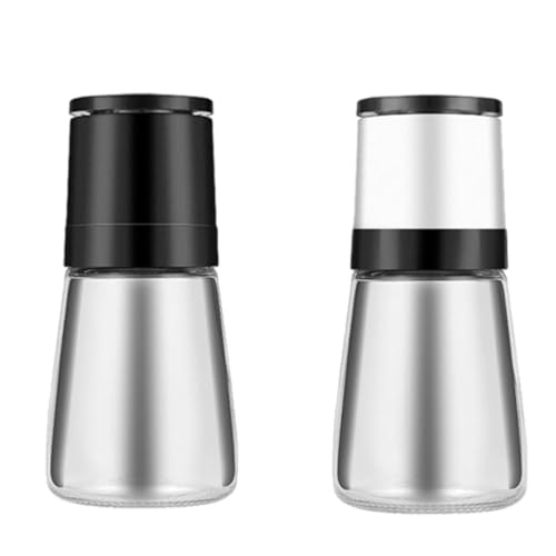 INOOMP Molinillo de Pimienta Manual 2 Piezas Vidrio para Especias Diseño Ergonómico Colores Claro y Negro Portátil para Cocina y Picnic Color Aleatorio