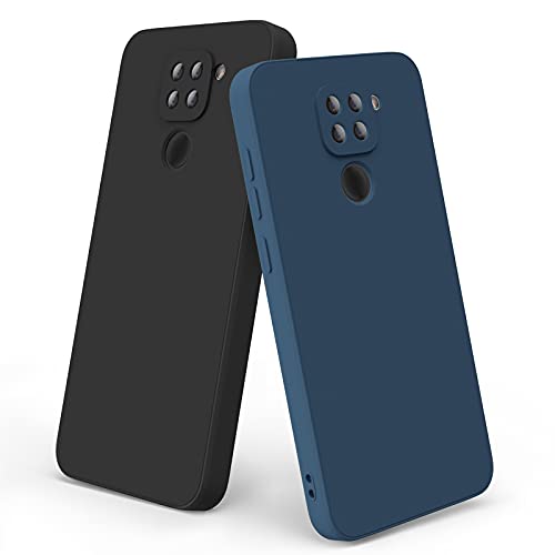 YLK 2 Pack Silicone Coque Compatible pour Xiaomi Redmi Note 9, Silicone Coque avec [Doublure en Microfibre Douce] Protection Complète pour Xiaomi Redmi Note 9, Noir/Bleu Marine Cover