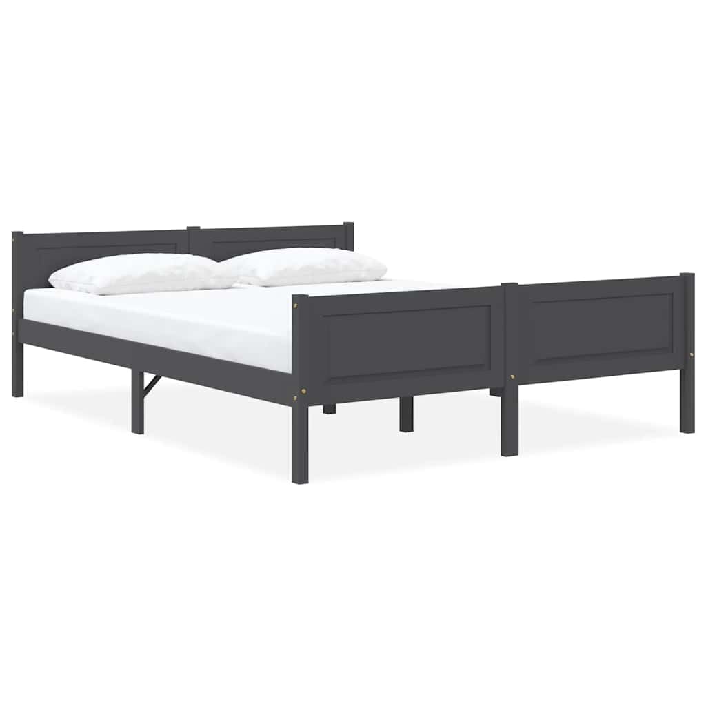 Massivholzbett Kiefer Grau 120x200 cm, Robustes Bettgestell Schlafzimmer Möbel mit Lattenrost, Langlebiges Plattformbett für Erwachsene, Modernes Design Wohnaccessoire