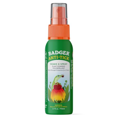 Badger Travel Size Tick Spray, All Natural Tick Repellent for Humans, 6+ Hours Effective, Extra...