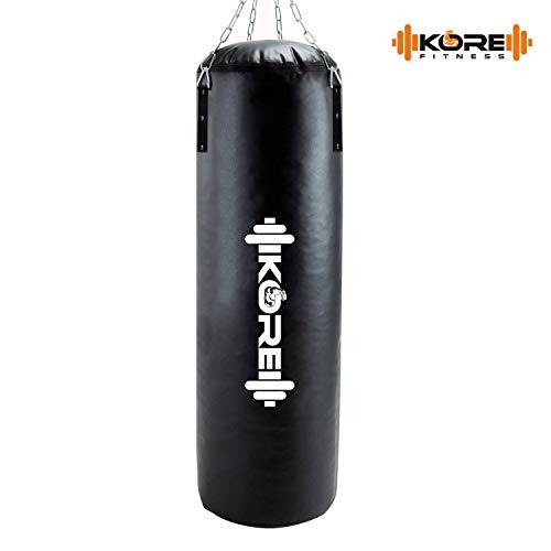 Image of KORE Phantom 2 Feet Unfilled Heavy Black Punching Bag SRF Material Boxing MMA Sparring Punching Training Kickboxing Muay Thai with Rust Proof Stainless Steel Hanging Chain