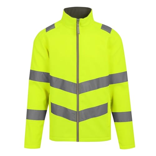 Regatta Professional Pro Contract Ablaze Hi-Vis Yellow Soft Shell Jacket L 2 Layer Reflective Tape