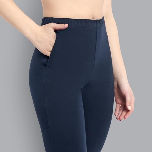 Image of ONE SKY Women Full Length Leggings | Cotton Modal Spandex Blend | High Waist Stretchable & Bio-Washed Fabric | Colour-Lock Technology | Comfortable Leggings for Women