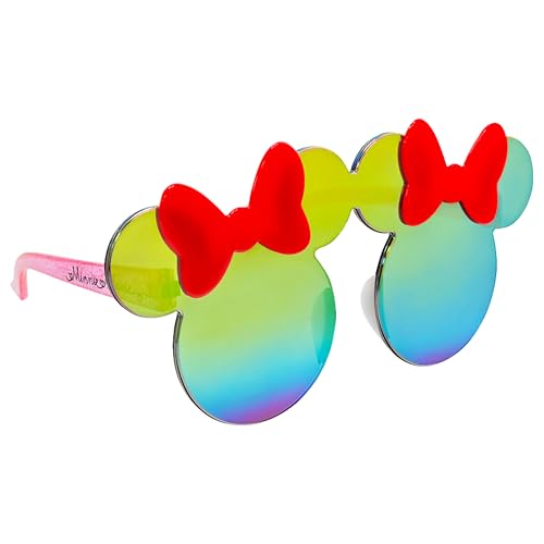 Sun-Staches Rainbow Minnie Mouse Girls Sunglasses | Minnie Ears Duo | UV 400|One Size Fits Most Kids