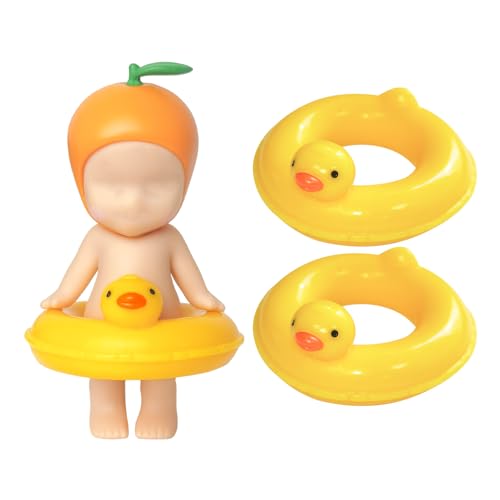 Kaitiaki 2 mini flotadores de pato para Sonny Angel, bonitos anillos de natación de resina de pato amarillo, accesorios para muñecas de 3 pulgadas, accesorios decorativos de exhibición para