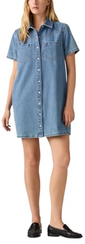Levi's Women's Louisa Short-Sleeve Denim Dress, (New) Pretty Penny Lane (Shrink-to-Fit), Small at Amazon Women's Clothing store