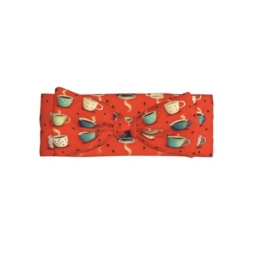 Cartoon Coffee Print Baby Girl Bows Headbands Baby Girls Newborn Headbands Infant Toddlers 0-6 Months