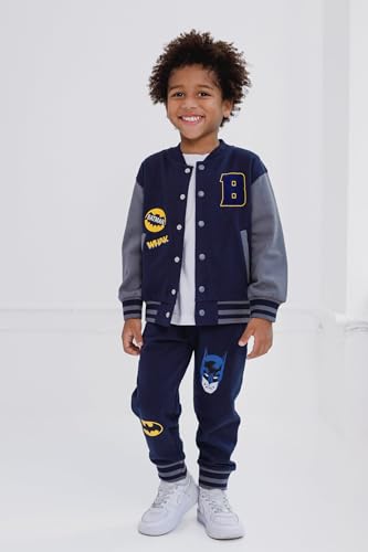 Image of DC Comics Justice League Fleece Varsity Bomber Jacket and Jogger Pants Outfit Set Toddler to Big Kid Sizes (2T - 14-16)