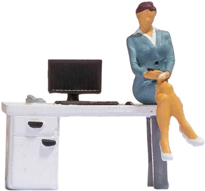 Noch 16517 HO Scale in The Office #1 - Tiny Scenes - Seated Woman and Desk