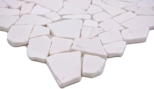 MOS44-0102 - Piastrella da parete in marmo naturale poligonale, colore: Bianco