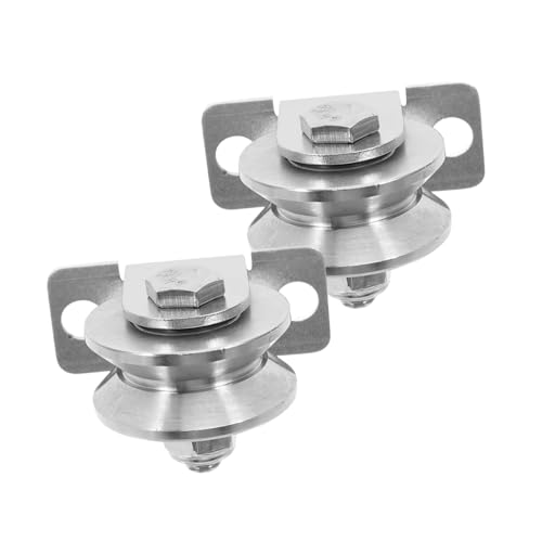 MUCKLILY 48mm Wall Mount Pulley Wheel Stainless Steel Cable Pulley Internal Bearings for Sliding Gate V-Shape 2 Pack