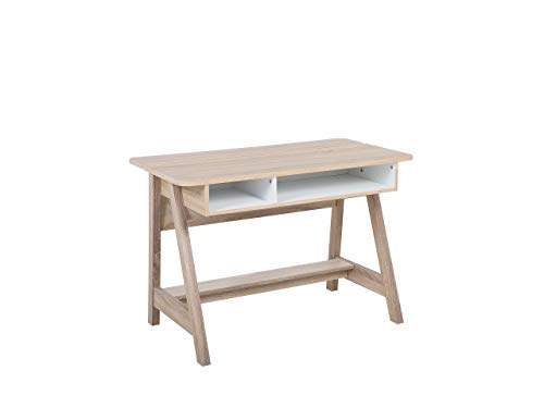 Beliani Escritorio en Madera Clara/Blanco Jackson