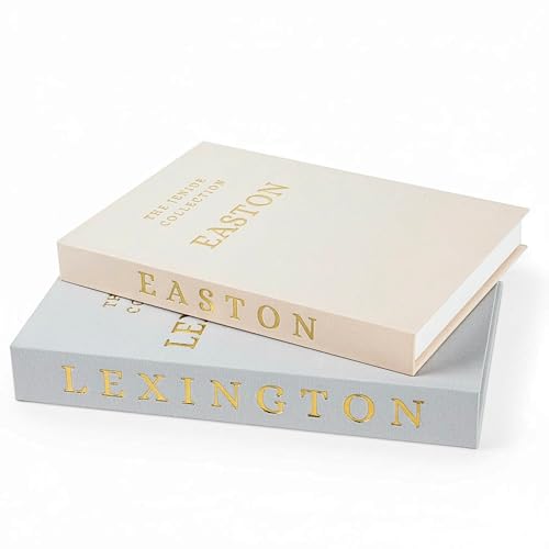 Jenide Decorative Books Set for Coffee Table & Shelves Linen-Wrapped Neutral Accent Books for Modern Home Dcor Hidden Storage (Set of 2)