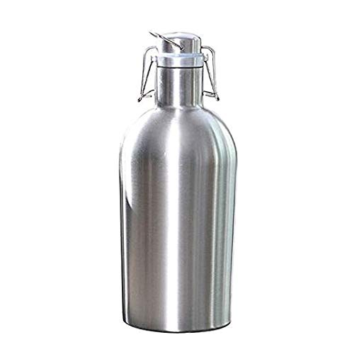 Insmartq Bierflaschen Flagon Sichere Swing-Top Deckel Edelstahl 2L große Kapazität Homebrew Bier Growler für Outdoor Cover