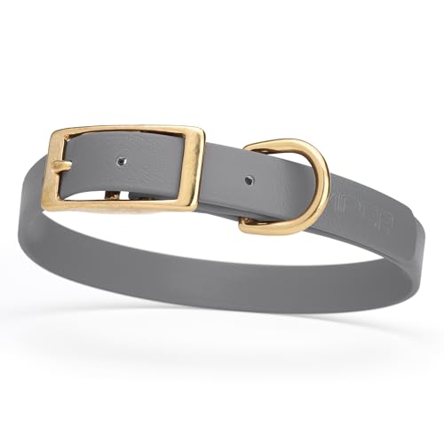 Image of Viper Biothane Heavy Duty Waterproof Dog Collar Strong Coated Nylon Webbing w /Solid Brass Hardware Odor-Proof Easy to Clean High Performance Fits Small Medium or Large Dogs, Battleship Gray