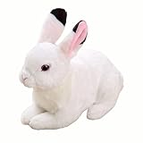 TUKVESZE Lifelike White Bunny Stuffed Animal, 8.2 inch Realistic Plush Toy Rabbit Adorable Bunny Toy for Kids Easter Basket Stuffers (White Bunny)