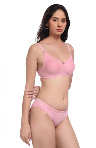Image of REALSIDE Women Cotton Bra Panty Set for Lingerie Set|Bra Panty Set | Panty Bra Set for Women Women Lingerie Set A Beautiful Combo Pack of 3-Black,Green,Pink