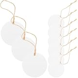 BESTonZON Runde Geschenkanhänger aus Sicherem Material mit 20m Hanfseil Leere Etiketten zum Beschriften für Geschenkverpackung Basteln und Valentinstag