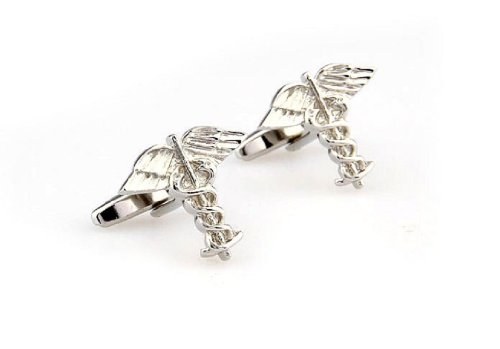 Mancuernillas Doctor Caduceus Asclepius MD en Caja Regalo miniatura 3