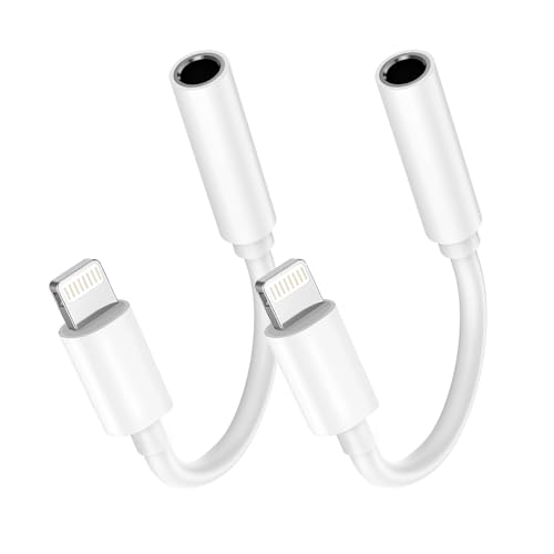GNUADZ 2 Pack Lightning to Jack Adapter 3.5mm Headphone Adapter for iPhoneMFi Certified iPhone Aux Adapter with iPhone 14 Pro Max/14 Pro/14/14 Plus/13/12/11/SE/X/XR/XS/8/7