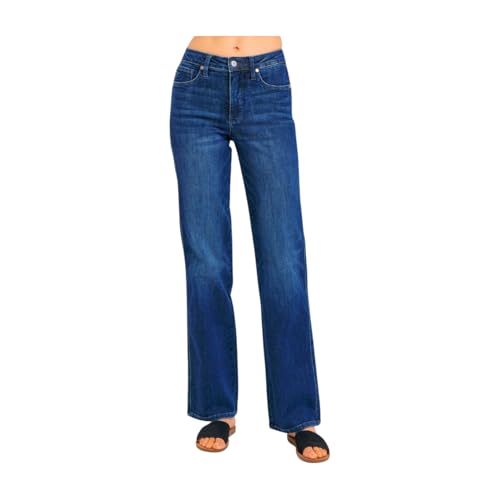 Judy Blue Mid Rise Tummy Control Straight Jeans- Ivory Gem3