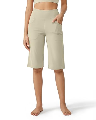 Image of Promover 14 inch /21 inch /23 inch /25 inch Inseam Capri Pants for Women Wide Leg Yoga Cropped Pants with Pockets Loose Casual Summer Pant