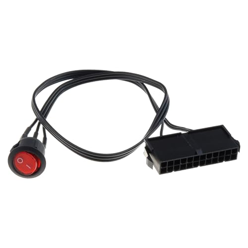 DGZZI 50cm Power Jumper Cable with Switch and Red Indicator Light Standard ATX 24 Pin Female Connector Electronics Computers Accessories