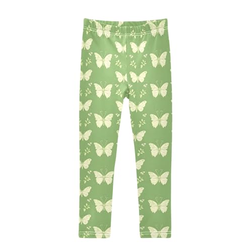 Butterflies Green Pattern A Girls Leggings Athletic Pants Tights Stretch Bottom