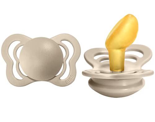 Image of BIBS Pacifiers - Couture Collection | BPA-Free Anatomical Nipple | Natural Rubber Latex | Made in Denmark | Set of 2 Vanilla Color Premium Soothers | Size 0-6 Months