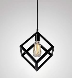Pendant Lamp/Hanging Lamp/Ceiling Light for Bedroom, Living Room, Restaurants, Dining, Coffee Shop, Home and Office, Cube Shape, Black (Pack of 1, Without Bulb)-image-15