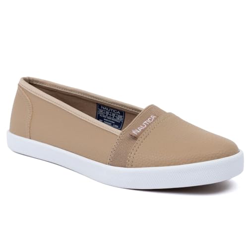Nautica Women's Slip-On Canvas Sneakers – Casual Comfort Walking Shoes with Cushioned Insole, Lightweight Everyday Flats
