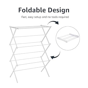 Amazon Basics Foldable Portable Laundry Drying Rack for Air Drying Clothing, Indoor Outdoor Use - 14.5" D x 29.5" W x 41.8" H, White Amazon Basics Foldable Portable Laundry Drying Rack for Air Drying Clothing Indoor Outdoor Use 145 D x 295 W x 418 H White