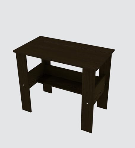 Image of SPECIALITY PANELS Modern Study Desk, Walnut Brown, Engineered Wood, 90x50x74 cm, Rectangular, with Storage Shelf