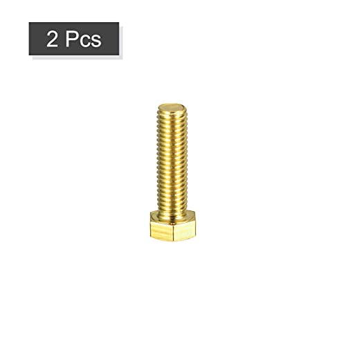 Image of uxcell Brass Hex Bolts, 1 /2-13x1-3 /4 2pcs Fully Thread Grade 4.8 Solid Brass Hexagon Head Bolt Machine Screws for Machinery
