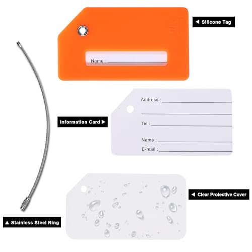Image of Gostwo 8 Pack Silicone Luggage Tag For Suitcases With Stainless Loop, Tsa Approved, Privacy Protection Travel Essentials Bag Tags, Mixed Color, 8 Labels