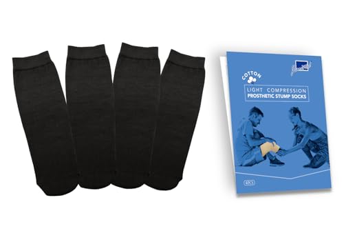 Cotton Prosthetic Stump Socks – AK, 1 PLY, Light Compression, Soft, Thin, Amputee Socks, Taiwan Excellence, 4 PCS S/M/L