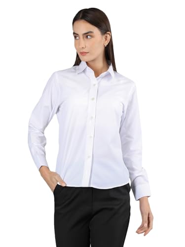 Image of CHKOKKO Women Solid Polycotton Regular Formal Shirt