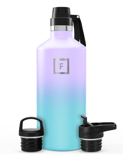 IRON °FLASK Camping & Hiking Hydration Flask with Spout, BPA-Free Insulated Stainless Steel Sports Water Bottle - 64 oz Cotton Candy