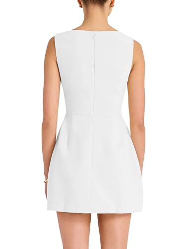 BORIFLORS Women's Sexy Square Neck Bodycon Mini Dresses Sleeveless A Line Party Short Dress2