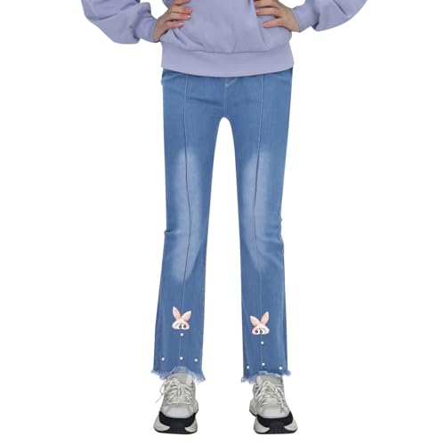 Kids Girls Casual Jeans Elastic Waist Denim Wide Leg Pants Toddler Trousers Girls Fleece Pants Size 6