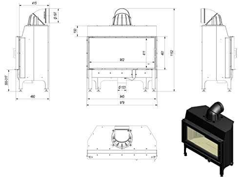 Kamineinsatz aus Stahl Nadia 14 kW Ø 200