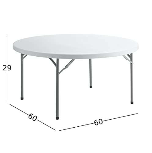 Mix.Home 2 Pack! 60\" Round Granite White Plastic Folding Banquet Table, Heavy Duty, Modern Design, Indoor & Outdoor Use, 8 Seating Capacity - Thumbnail 2