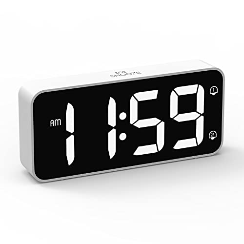 HOMVILLA Digitaler Wecker mit Adapter, 2 Alarme, USB-Ladeanschluss, 0-100 % Dimmer, 90-120 dB Lautstärke, Schlummerfunktion - Digitale Uhr für Schreibtisch, Schlafzimmer, Nachttisch Rosa Cover