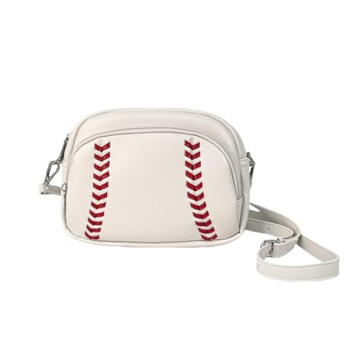 Eiyye Baseball Crossbody Bag for Women Sports Small Purse with Adjustable Strap Lightweight Shoulder Bag for Game Day, Travel & Everyday(Cream)