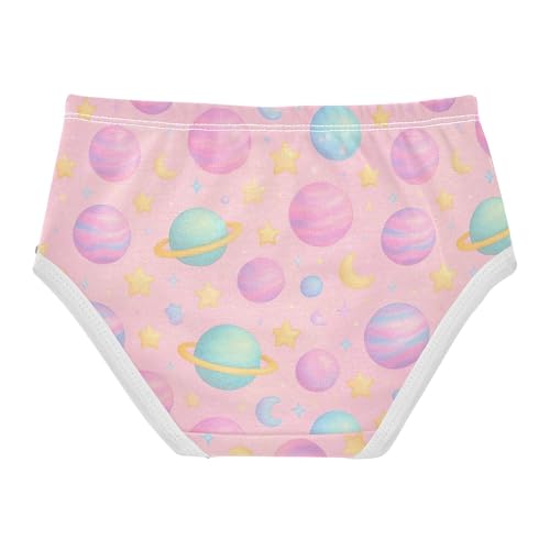 Joisal Girls Underwear Toddler 2t Cotton Little Girl Panties Fun Briefs Girls Undies Pastel Planets Stars Pink2